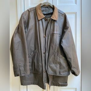 Men's Brown waxed cotton Field Jacket with Corduroy Collar